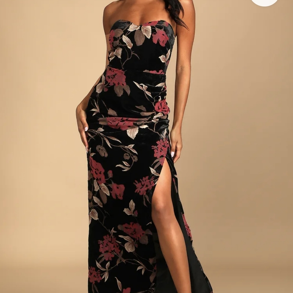 Lulus Elegant Floral Strapless Dress